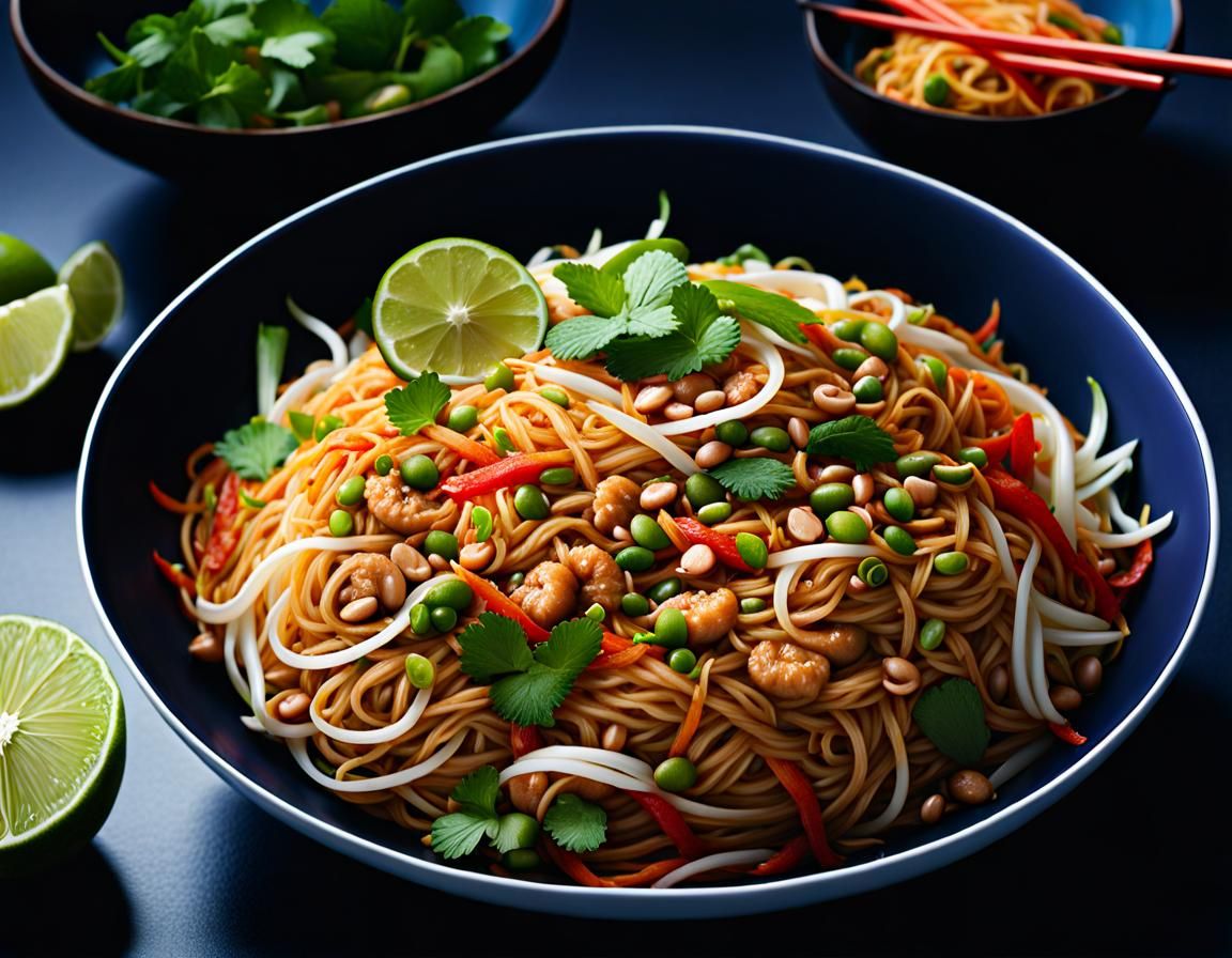 Detailed Illustration of Delicious Pad Thai