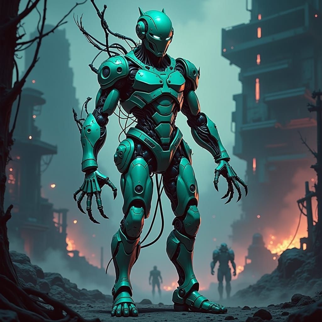 Cyberpunk Cyborg in Futuristic Industrial Setting