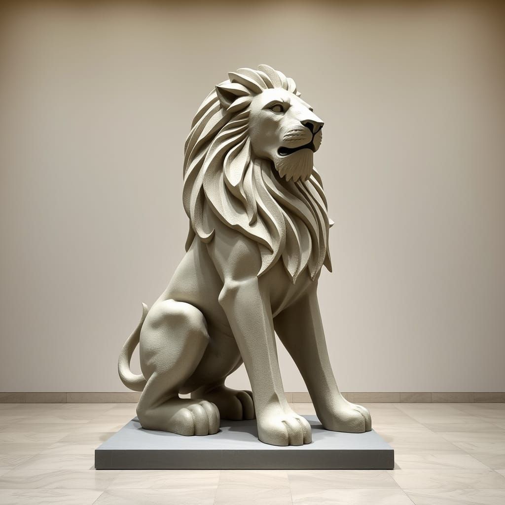 Abstract Brutalist Sculpture of the Leo Zodiac Sign