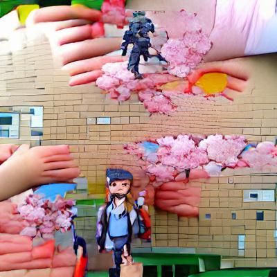 Anime Girl with Solid Snake Under Cherry Blossoms