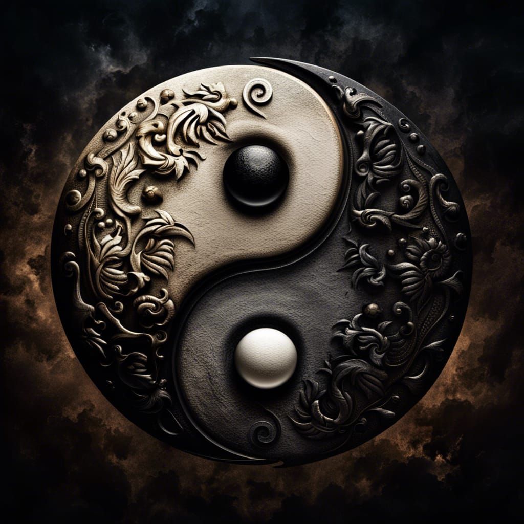 Yin Yang Symbol in Hyperrealistic Style