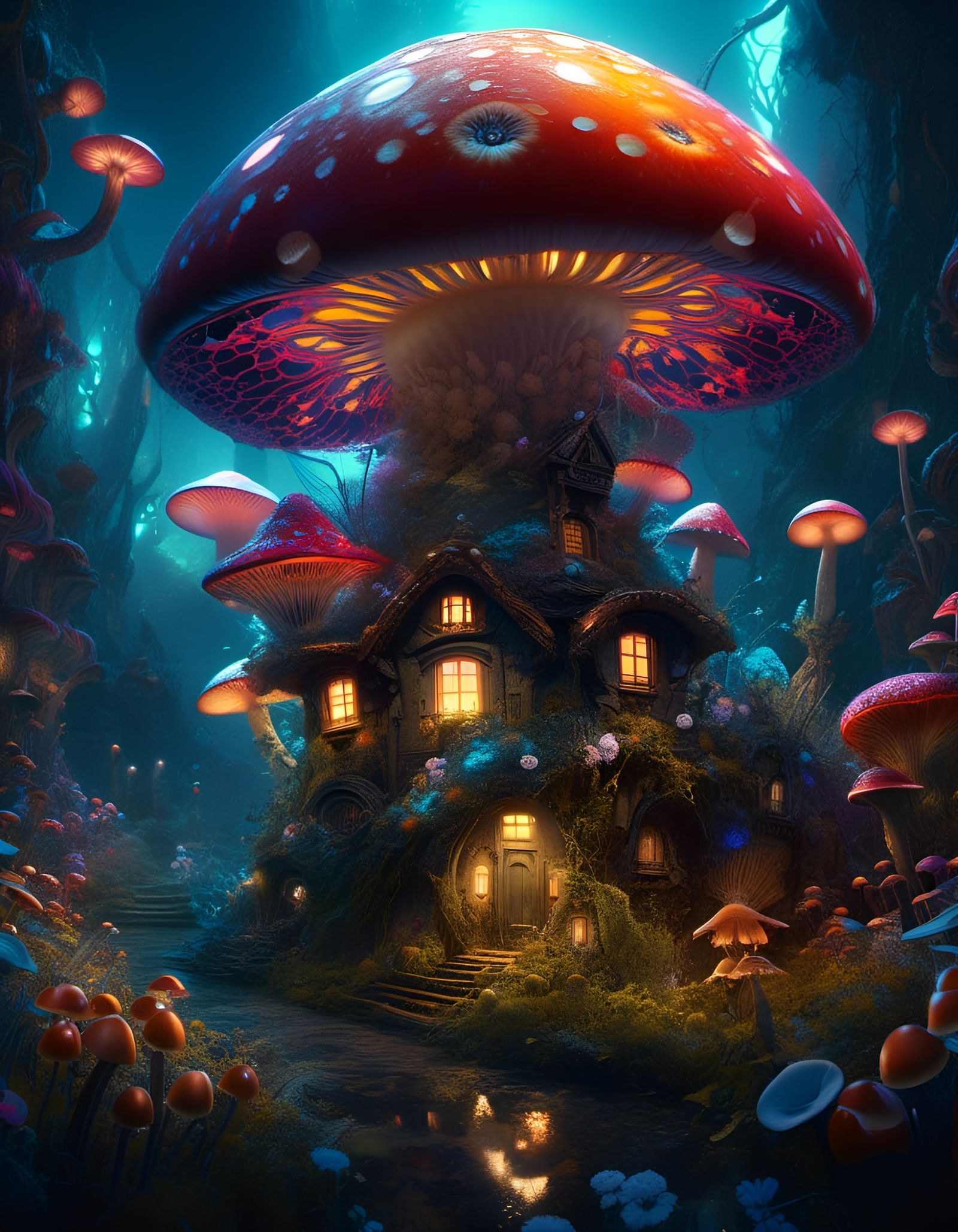 Bioluminescent Flower: A Tiny Fairy Village