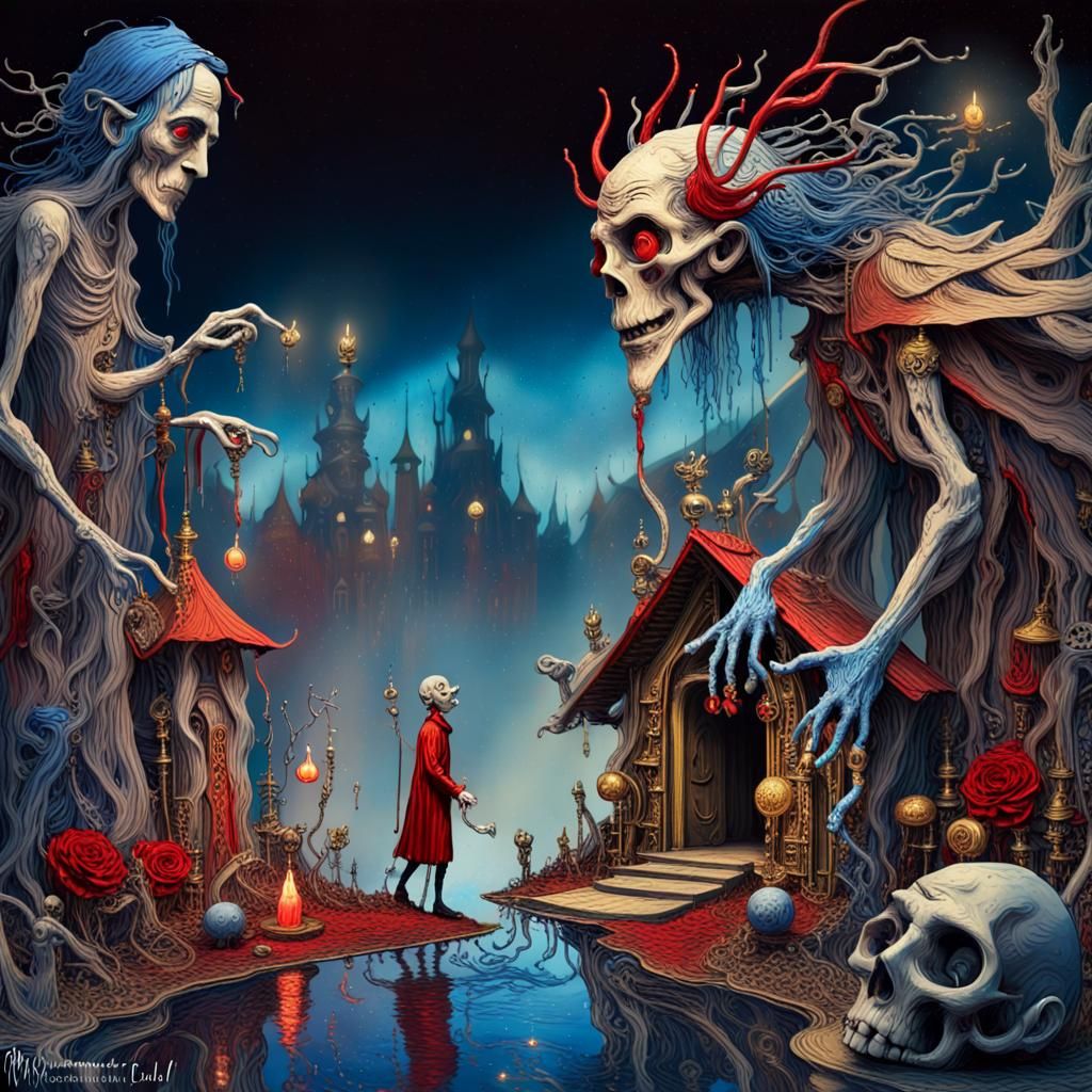 Baba Yaga and Asmodeus Surreal Marriage