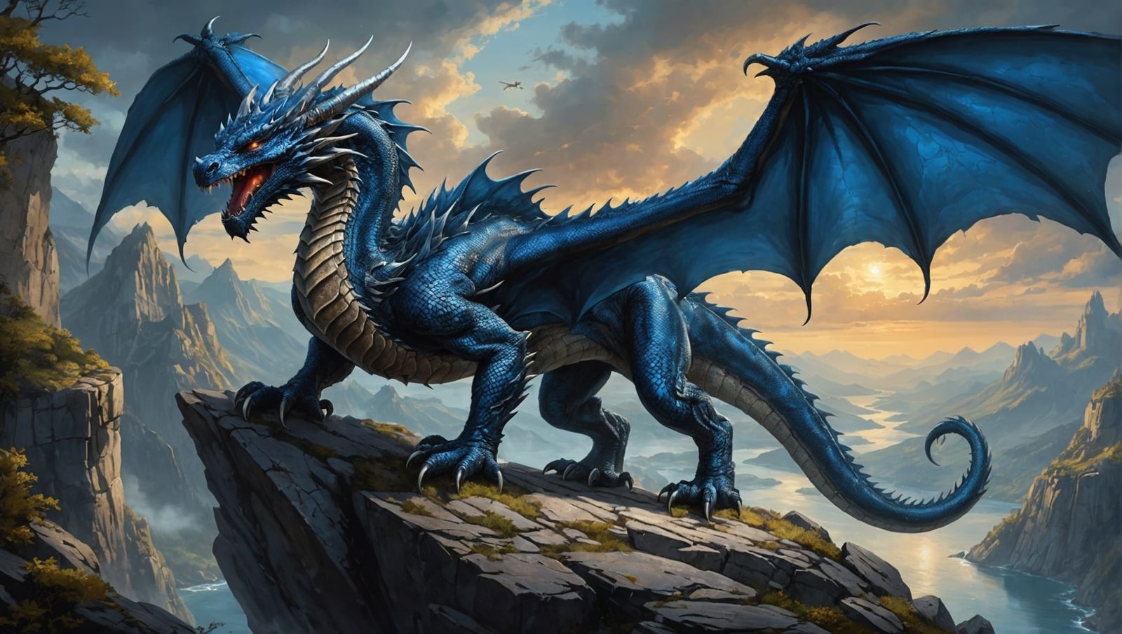 Majestic Dragon Guarding Lair in Digital Painting