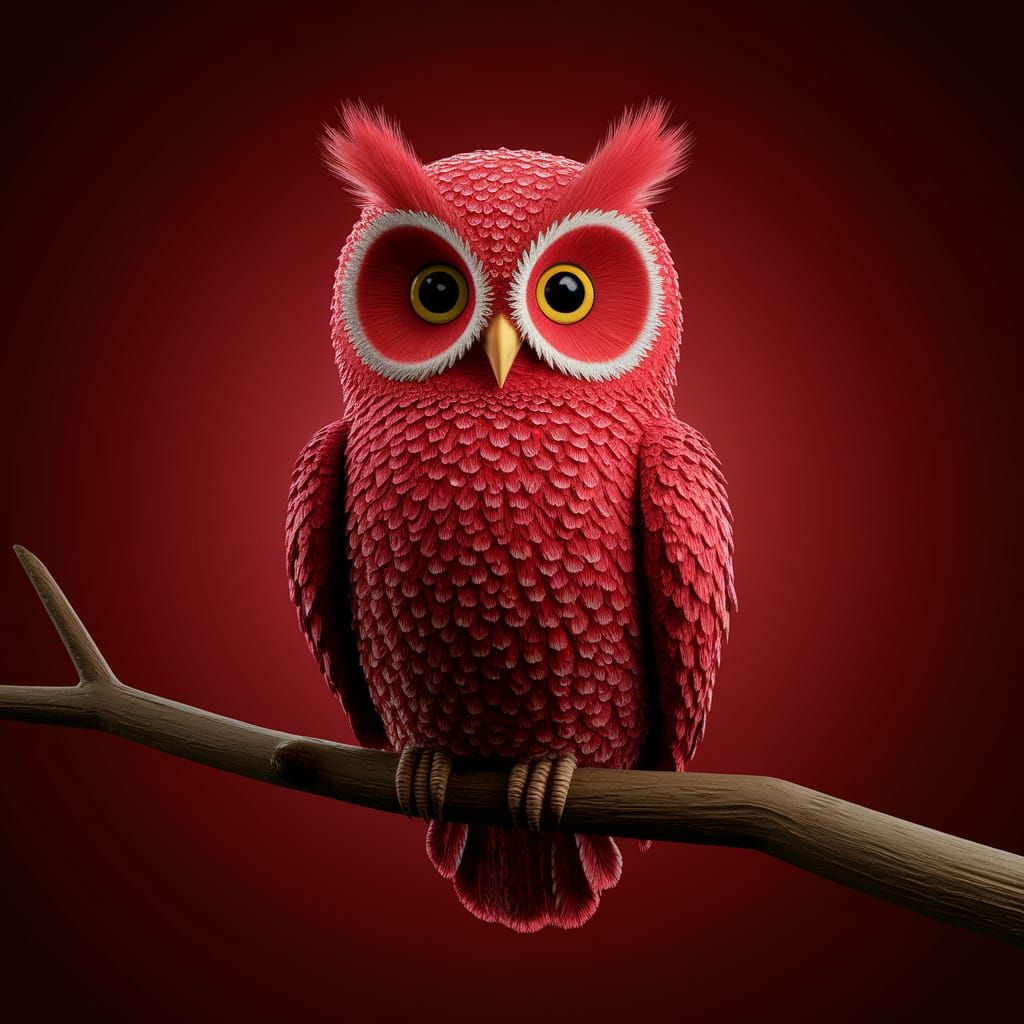 Red Owl in Volumetric Lighting, Van Gogh Style