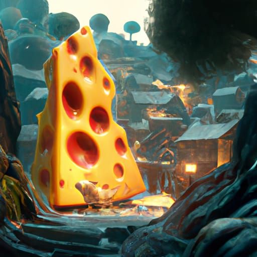 Detailed Cheese Matte Painting in Deep Color