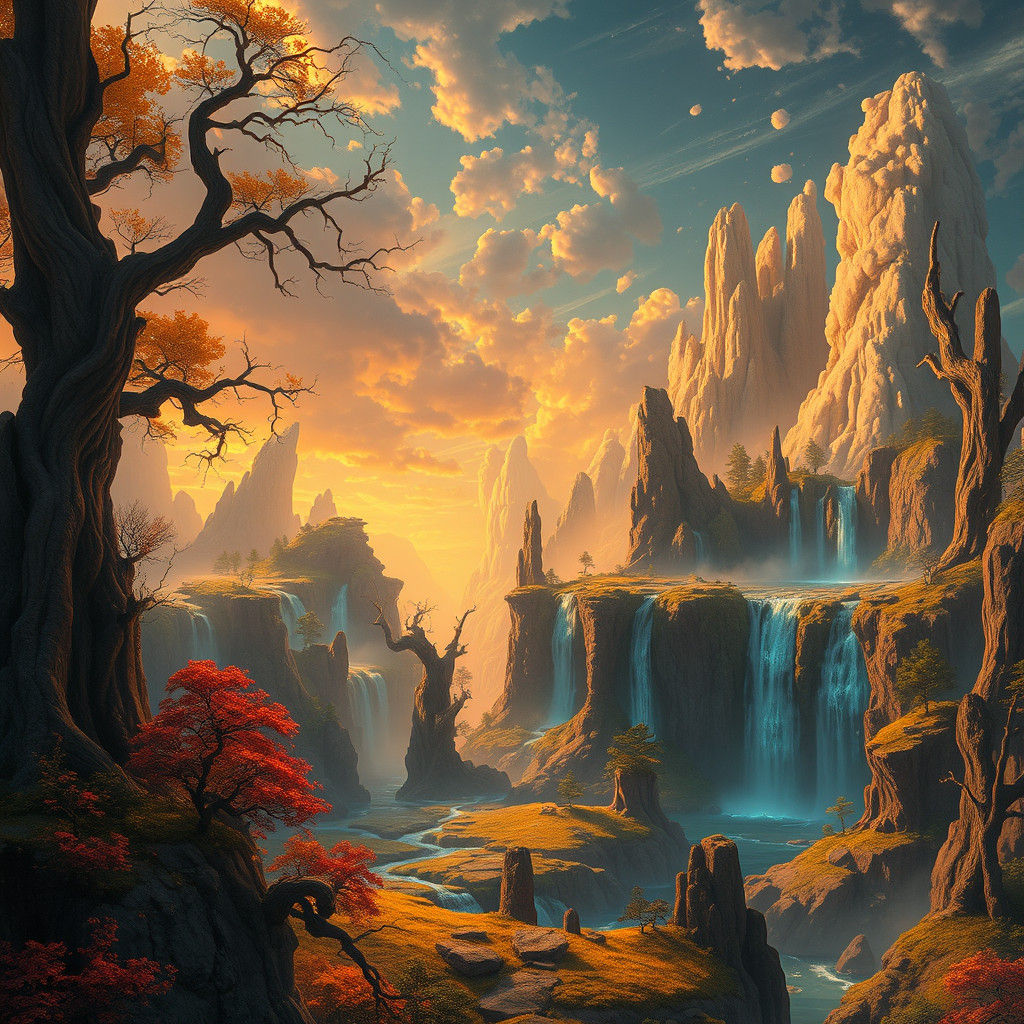 Majestic Surreal Landscape in Fantasy Concept Art Style