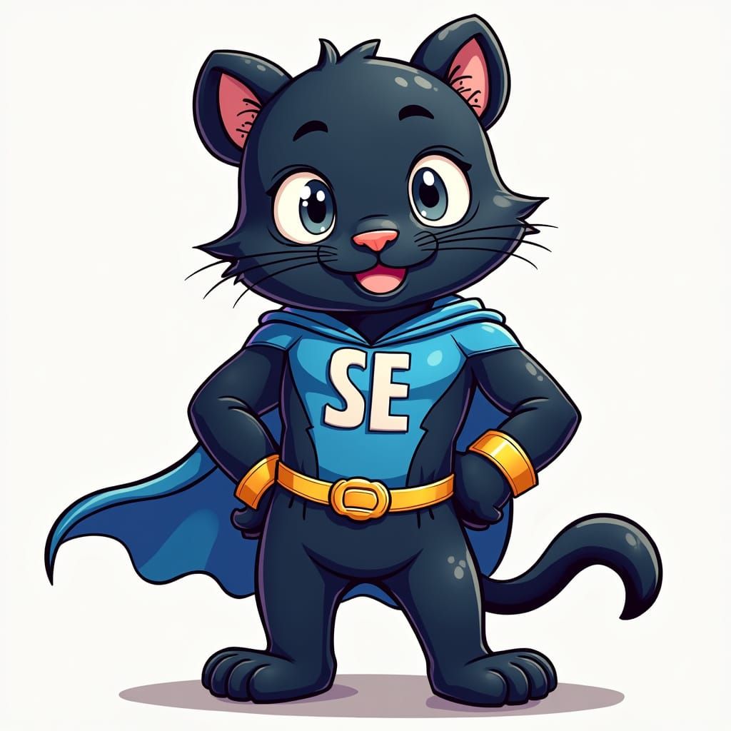 Vibrant Superhero Panther Mascot with Cartoon-Inspired Style