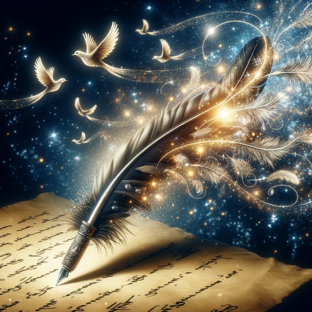 Magical Feather Pen Writes Love Letter