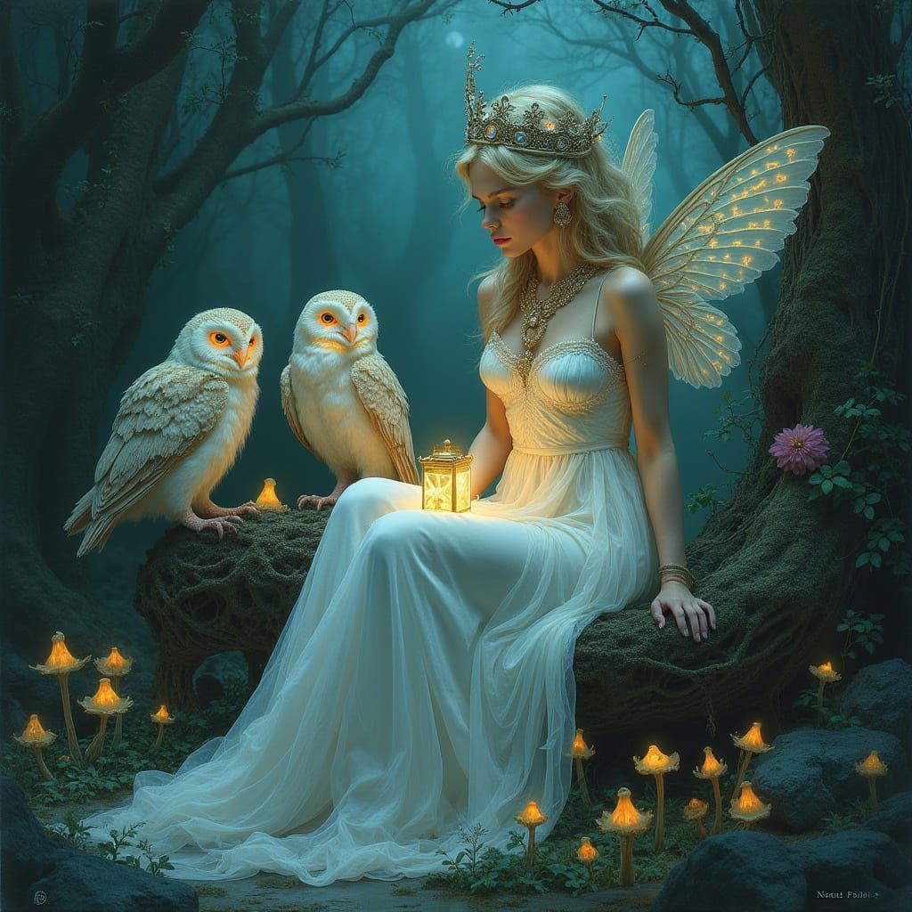 Fairy Queen in Grotto, Art Nouveau Style