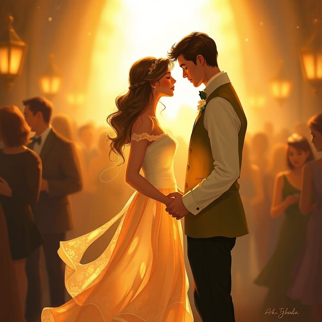 Romantic Couple Dancing in Dreamy Impressionism