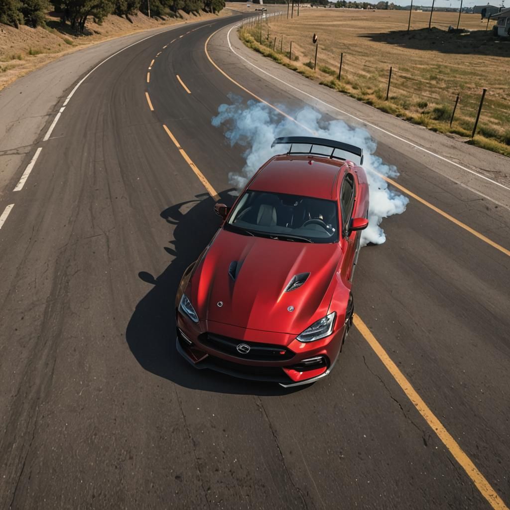Smoking Car Wheels Action Shot