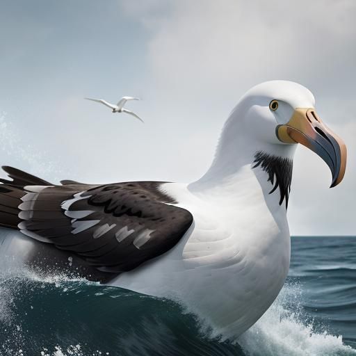 Hyperrealistic Albatross Splash Art Concept