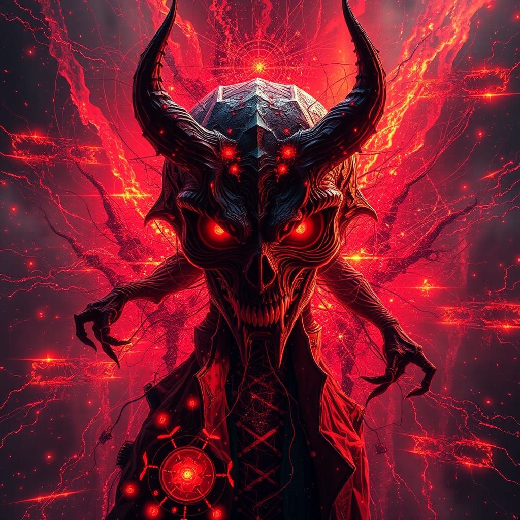 Diabolical Malevolent Figure in Encaustic Plasma Style