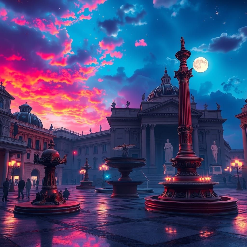 Mystical Piazza del Popolo at Night
