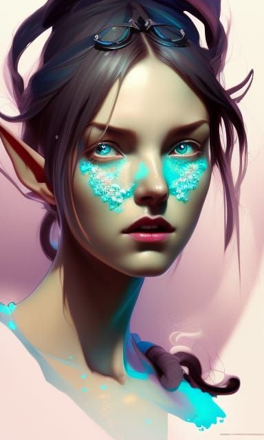 Elven Woman Portrait in Fantasy Art Style