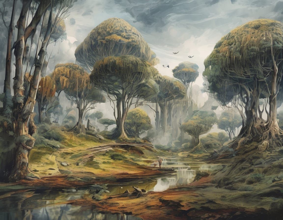 Surreal Dreamscapes in Watercolor Impressionism