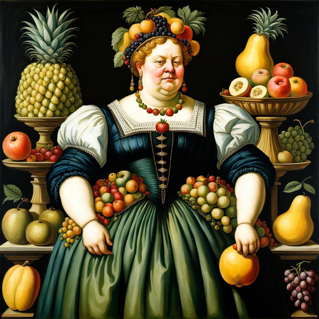 Fruit Dress Portrait in Arcimboldo Style