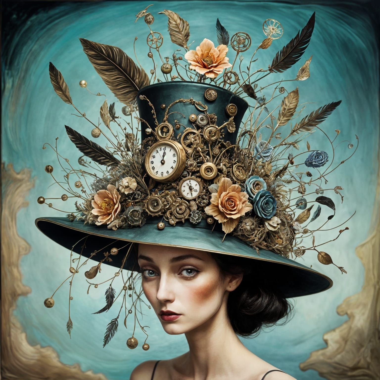 Glowing Top Hat with Fairy Lights and Whimsical Designs