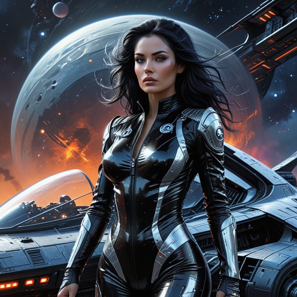 Futuristic Space Pilot in Vivid Sci-Fi Landscape