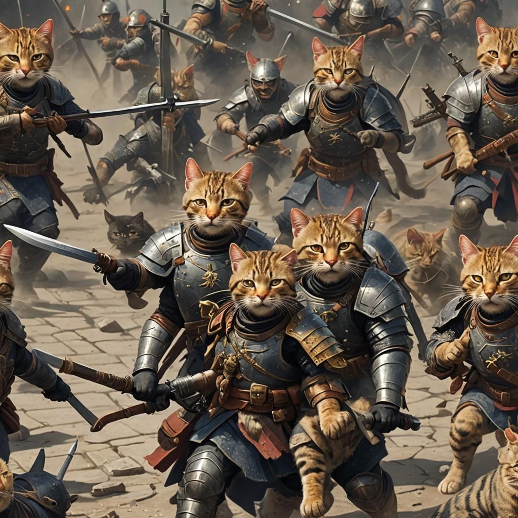 Cat of War Image Generated by AI