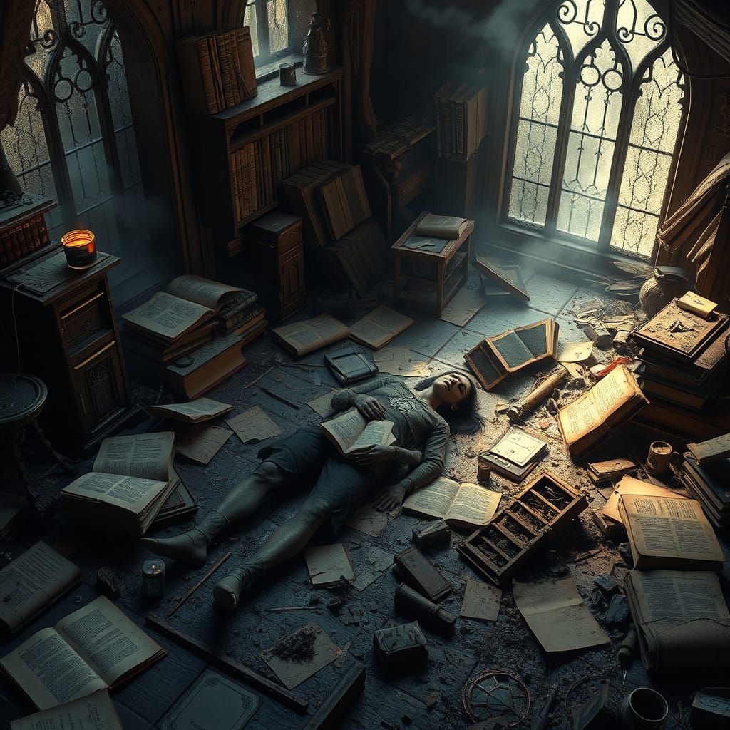 Lifeless Figure in a Ruined Sanctum, Inspired by Matte Paint...