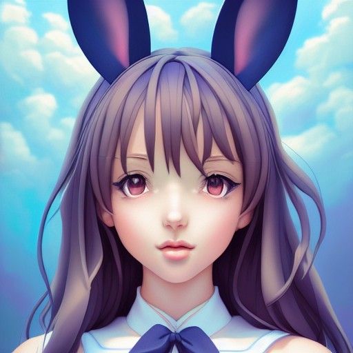 Cute Bunny Girl Anime Portrait in Artgerm Style