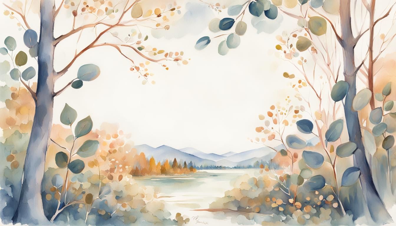Ethereal Autumn Forest in Gouache Style