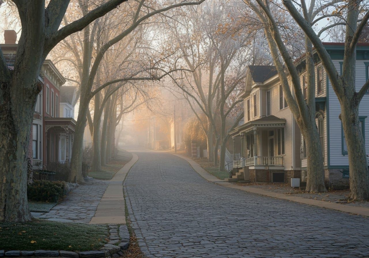 Ohio Town in November Fog, Evoking Wyeth and Turner