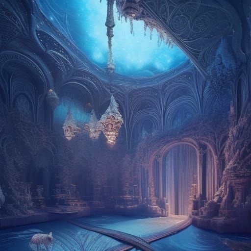 Snow Treehouse with Aurora Borealis in Hyperrealism