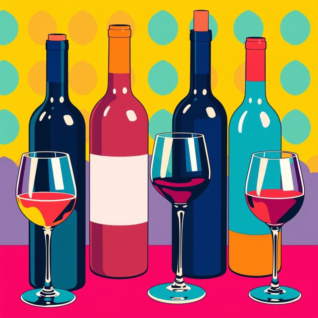 Bold Pop Art Wine Bottles in Vibrant Colors