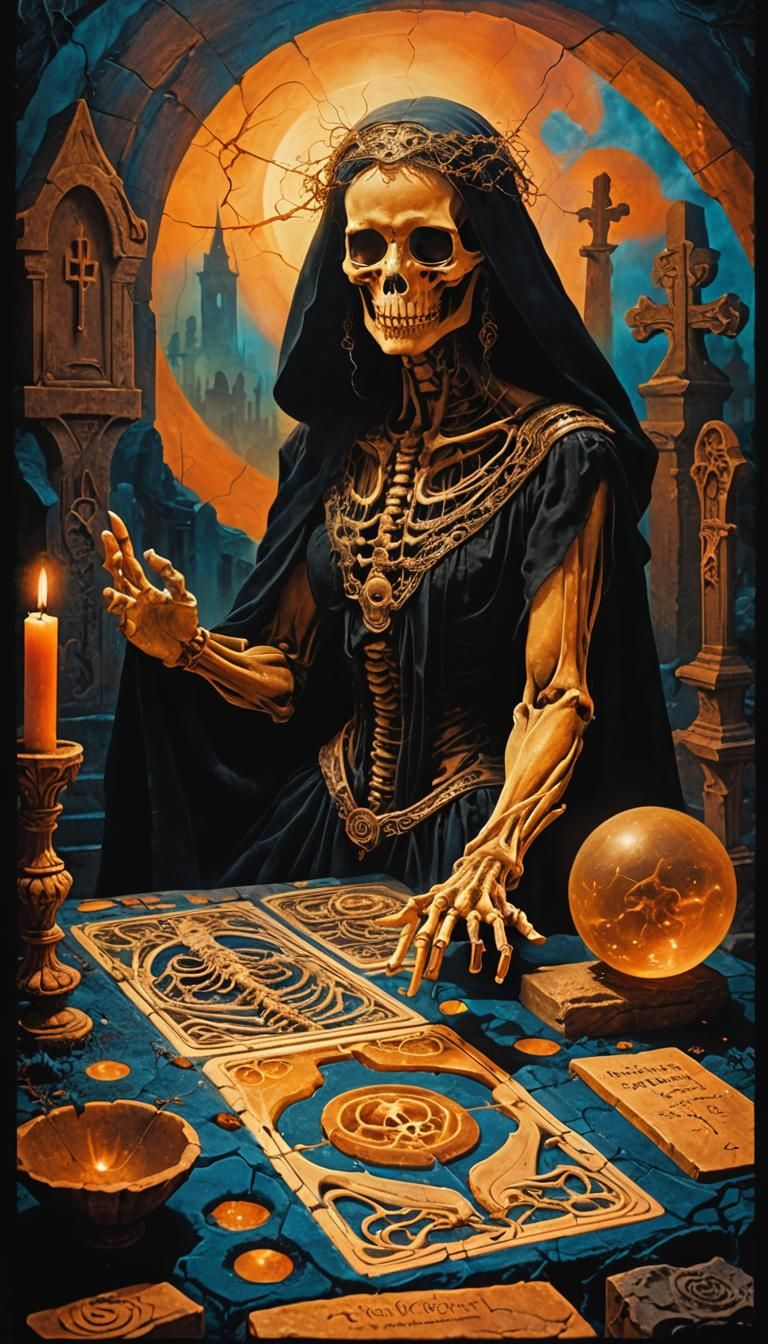 Surreal Dance of Death in Graveyard Setting