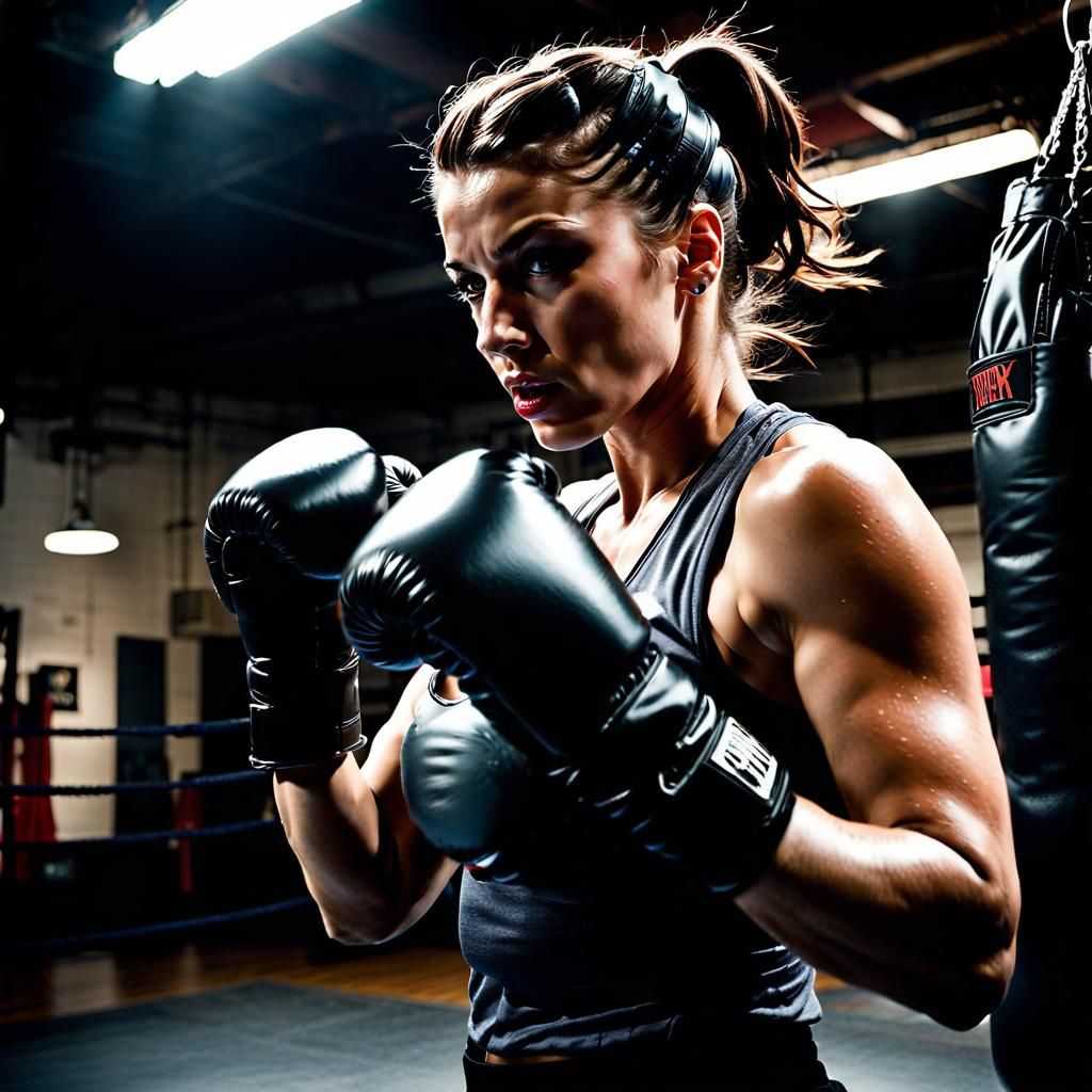 Gritty Urban Boxing Portrait in Film Noir Style