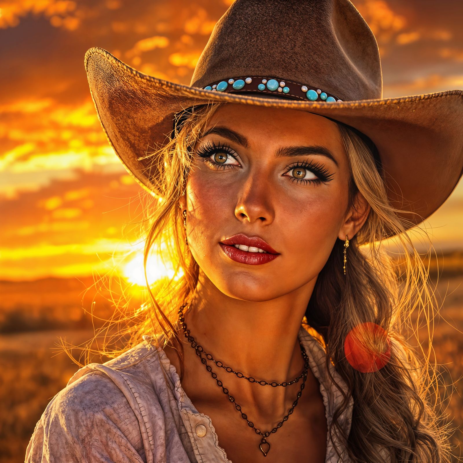 Cowgirl Portrait in Warm Sunset Light