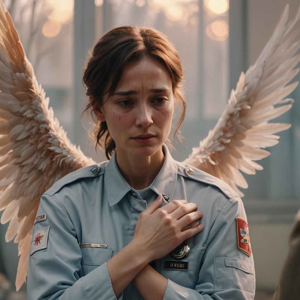 Emotional EMT Scene with Angelic Presence