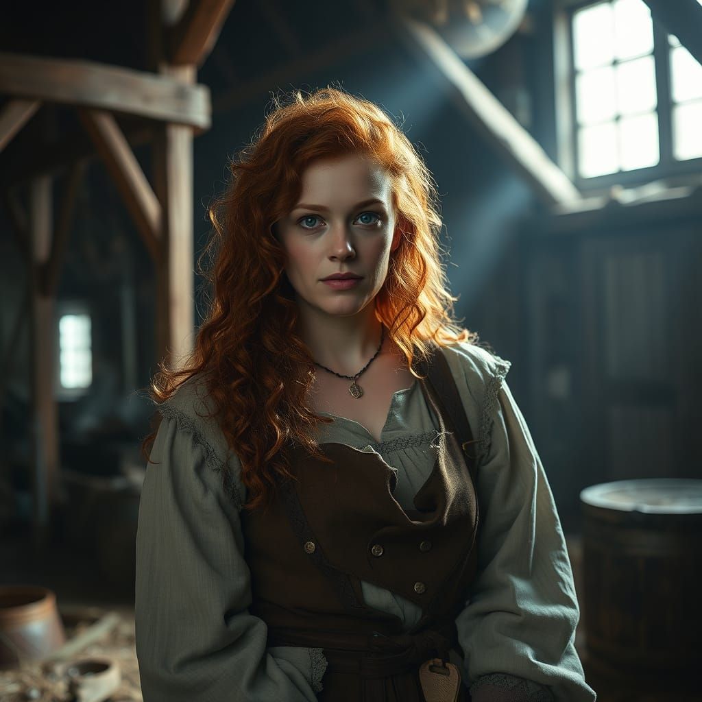 Medieval Farmer in Dystopian Landscape, Digital Art