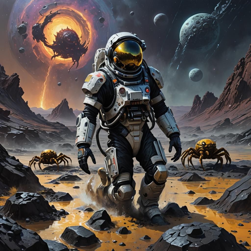 Crab Aliens on Dystopian World: Rutkowski-Inspired Sci-Fi