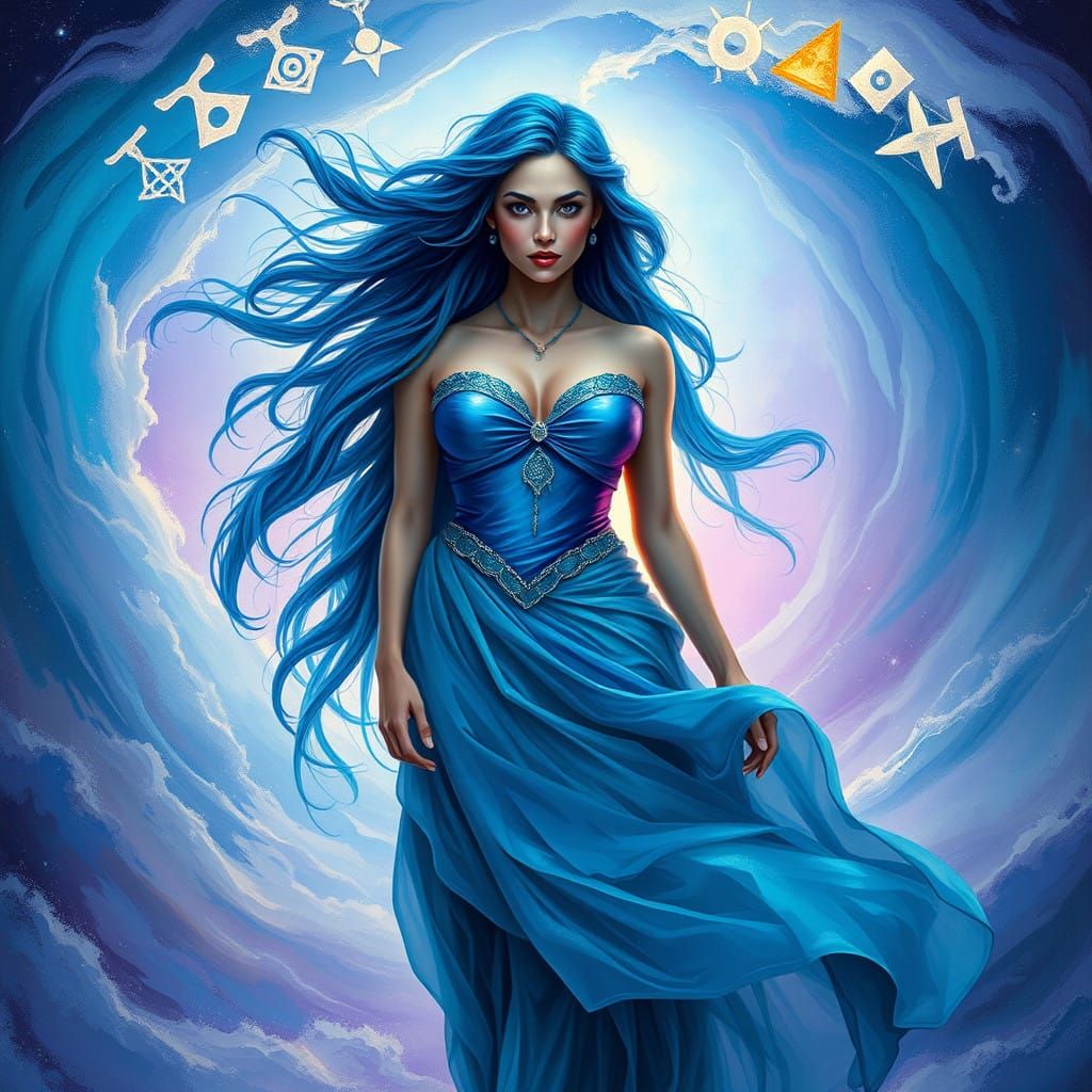 Aquarian Goddess in Cosmic Waves