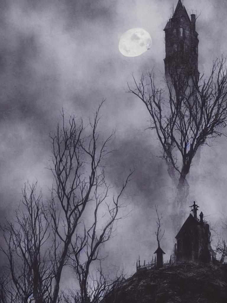 Count Dracula Overlooking Moonlit Forest in Gothic Horror St...