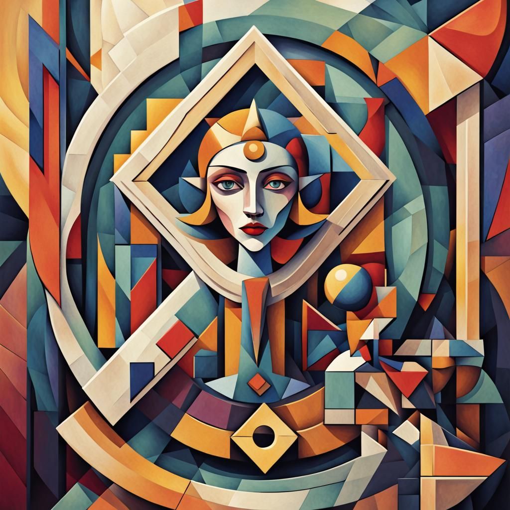 Abstract Tarot Card: The Fool in Cubist Style