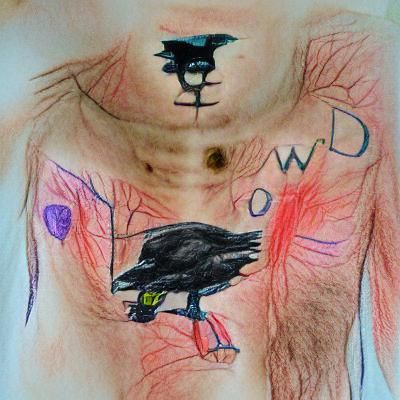 Child's Drawing of Doctor Crow with Panther Tattoo