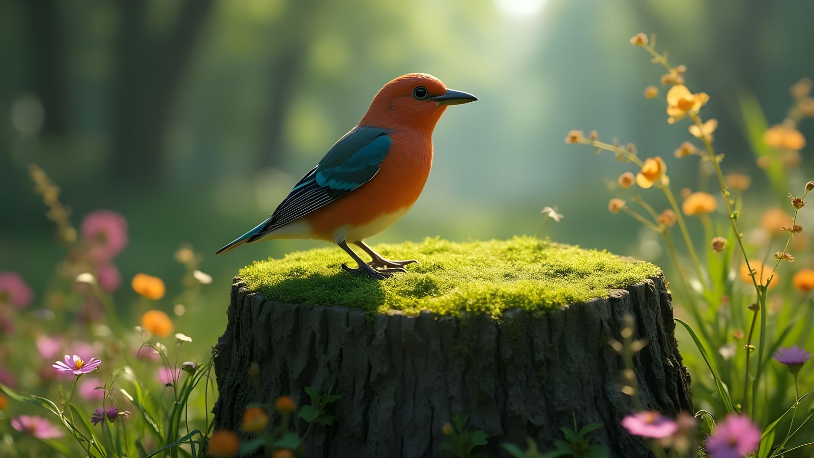 Northern Flicker in Fantasy Matte Painting Style