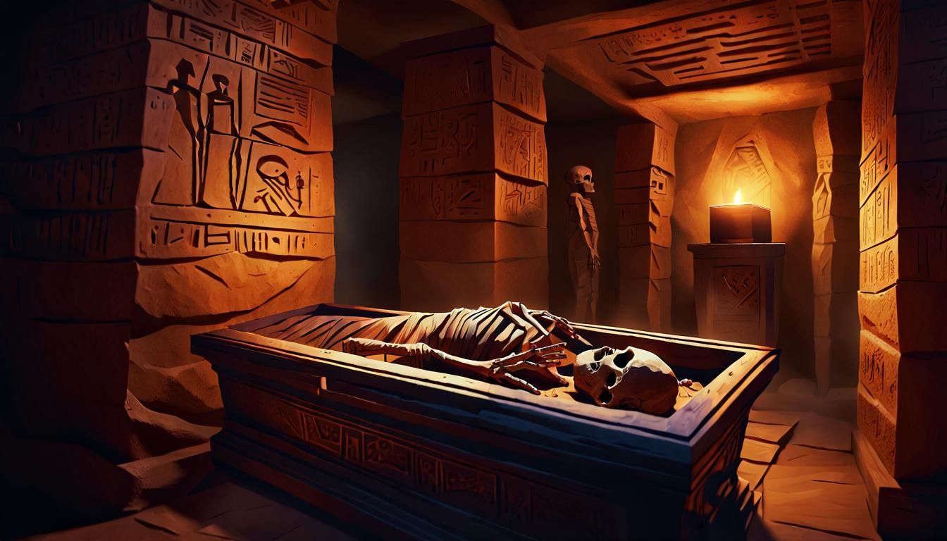 Mummy Rising: Hyperrealistic Tomb Concept Art