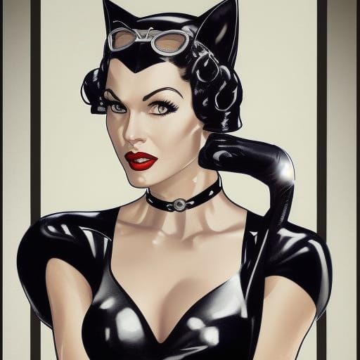 Catwoman in 1940s Pinup Style Portrait