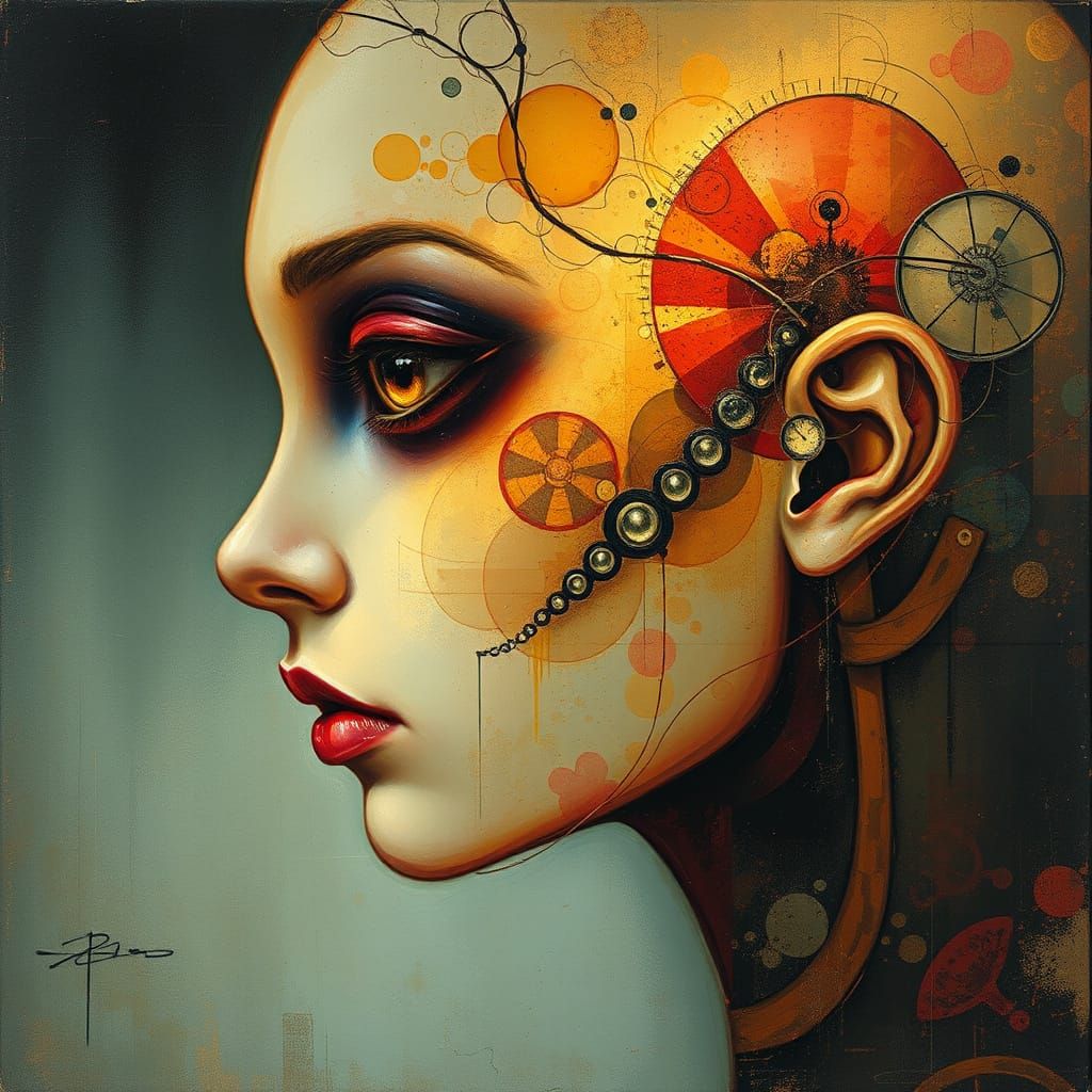 Ethereal Alien Portrait in Dreamlike Lighting with Mixed Med...