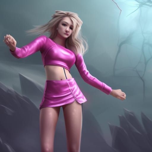 Futuristic Cheerleader with Injuries in Detailed Digital Art