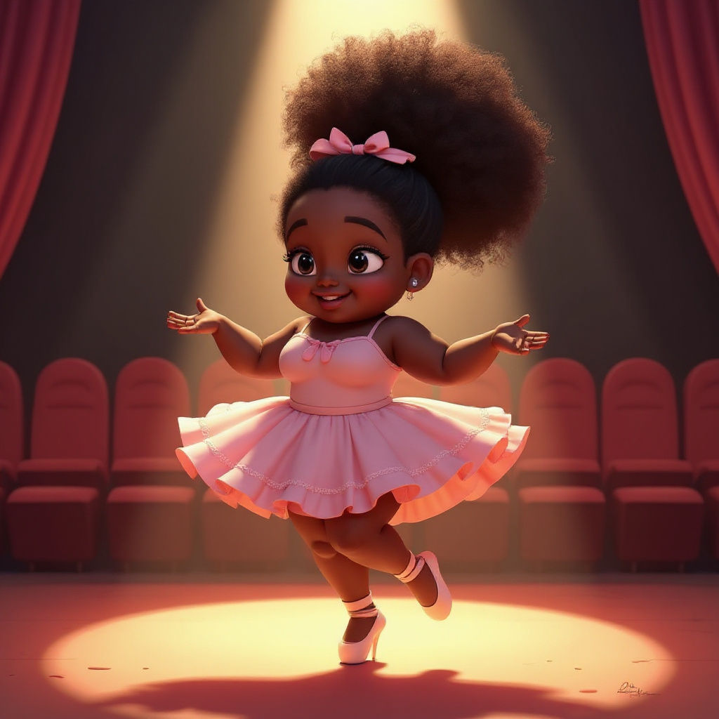 Afro-Latina Girl Dancing Gracefully, Disney Pixar Style