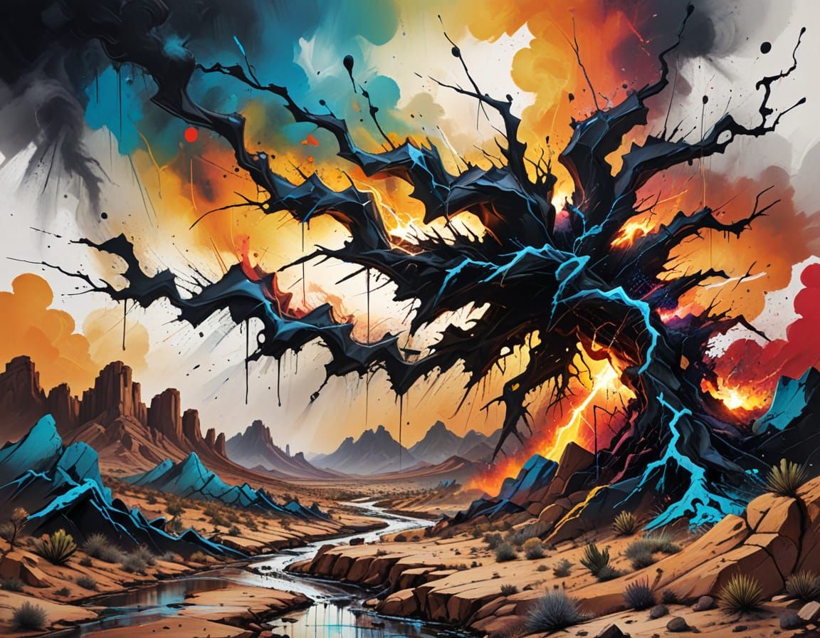 Electric Storm Unleashes Colorful Chaos on Desert Hills