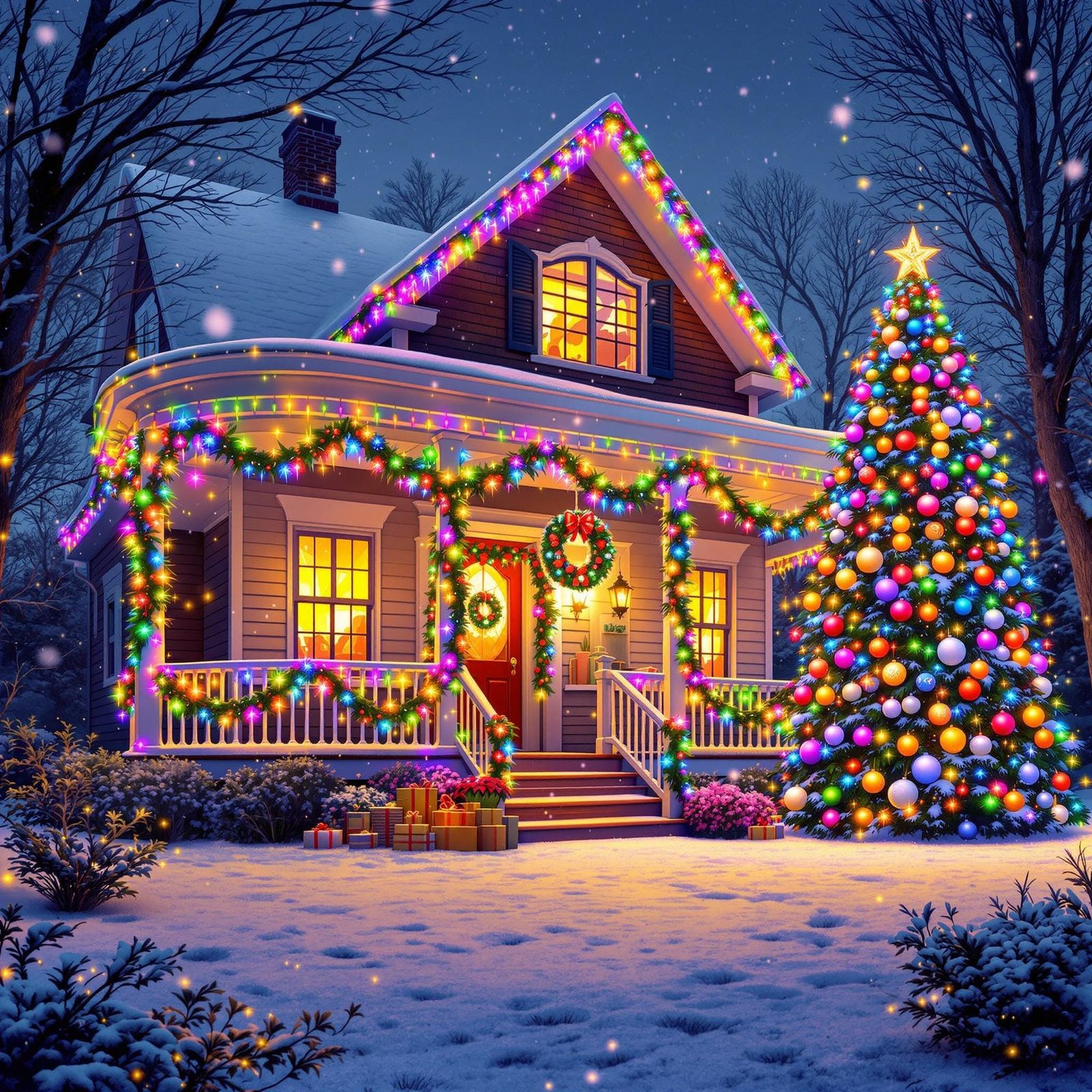 Festive Holiday Scene in Vibrant Graffiti Style