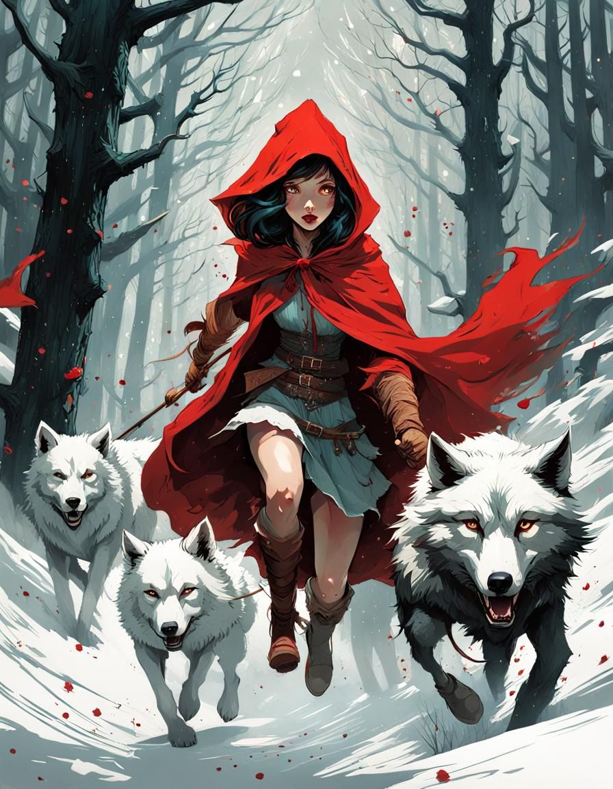 Little Red Riding Hood's Escape: Digital Art Illustration